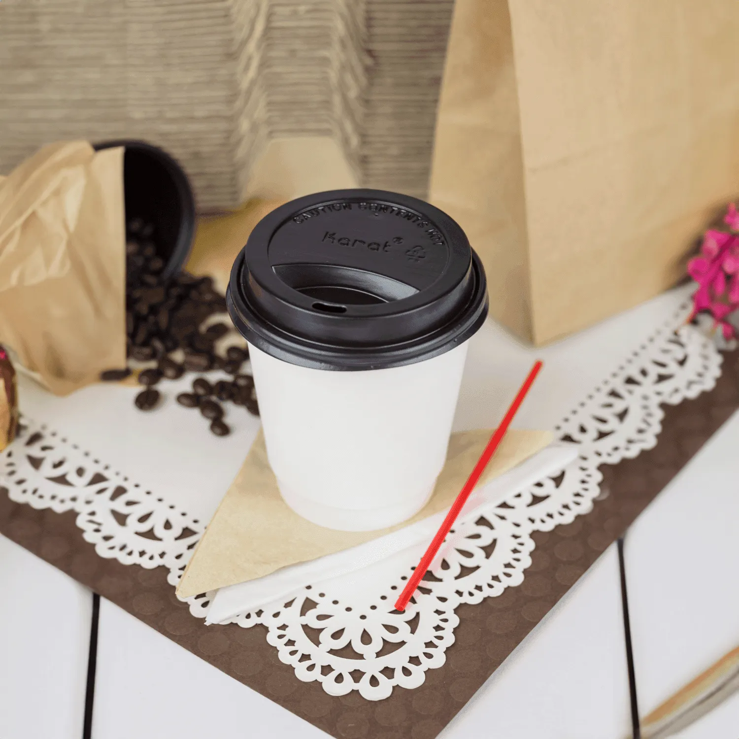 [500 ct] 12 oz Paper Coffee Cups | Insulated | 90 mm | White