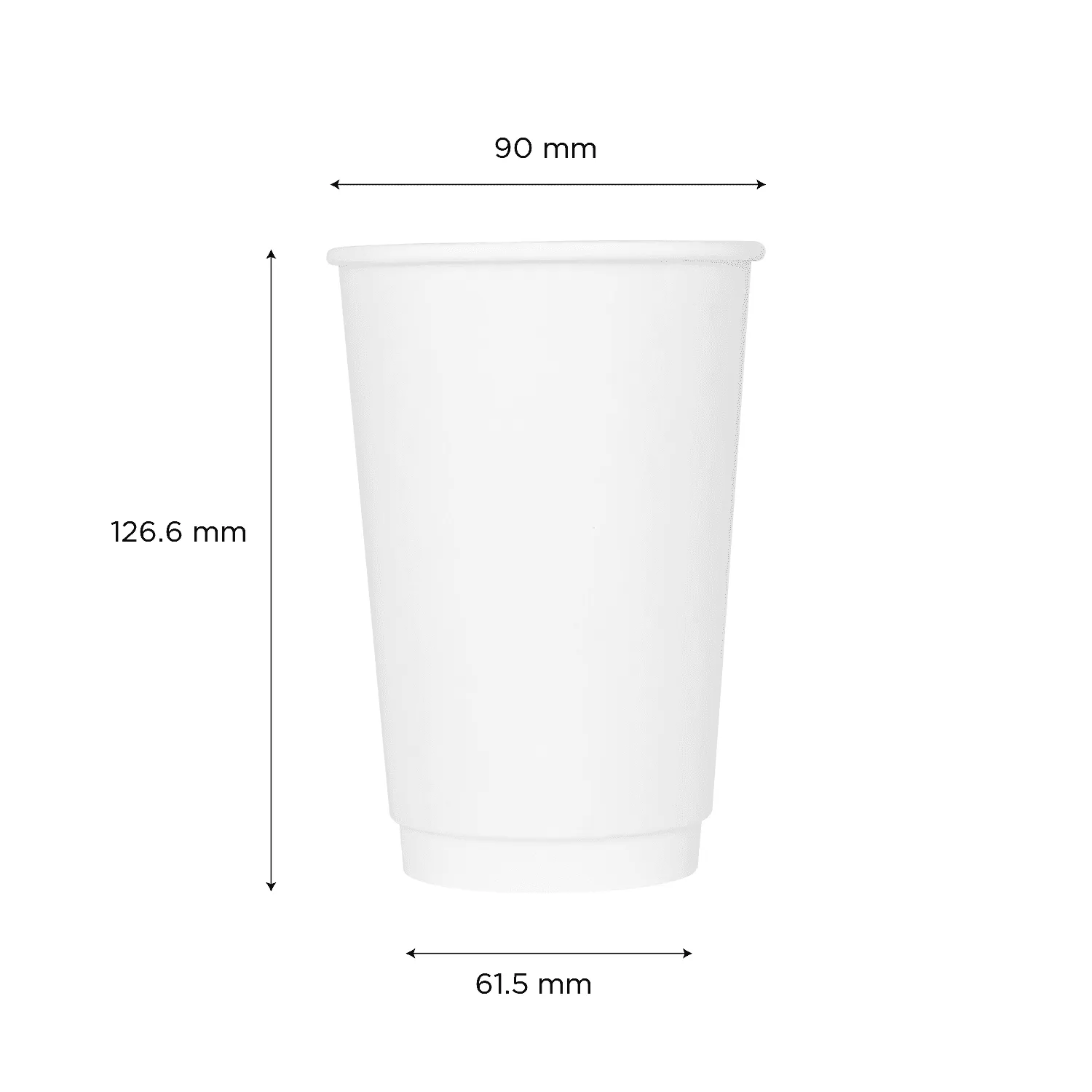 [500 ct] 16 oz Paper Coffee Cups | Insulated | 90 mm | White