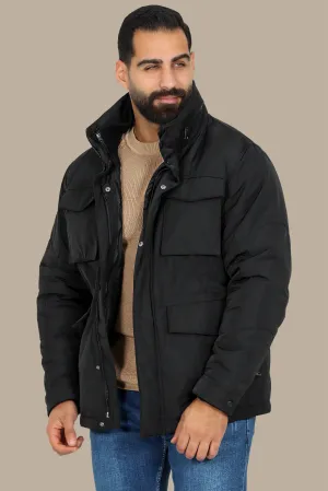 Adaptable Allure: Black Detachable Windbreaker Jacket