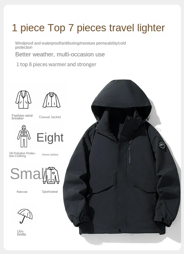 Autumn Hoodie Jackets Men Windproof Waterproof Warmth Fashion Trends Male Coat Versatile Casual Outdoor Mountaineering Clothing