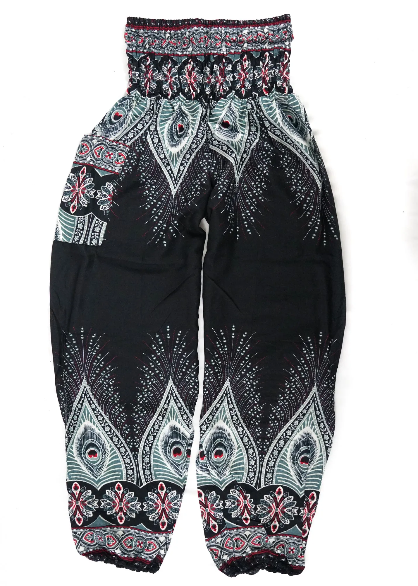 Black Peace Peacock Harem Pants