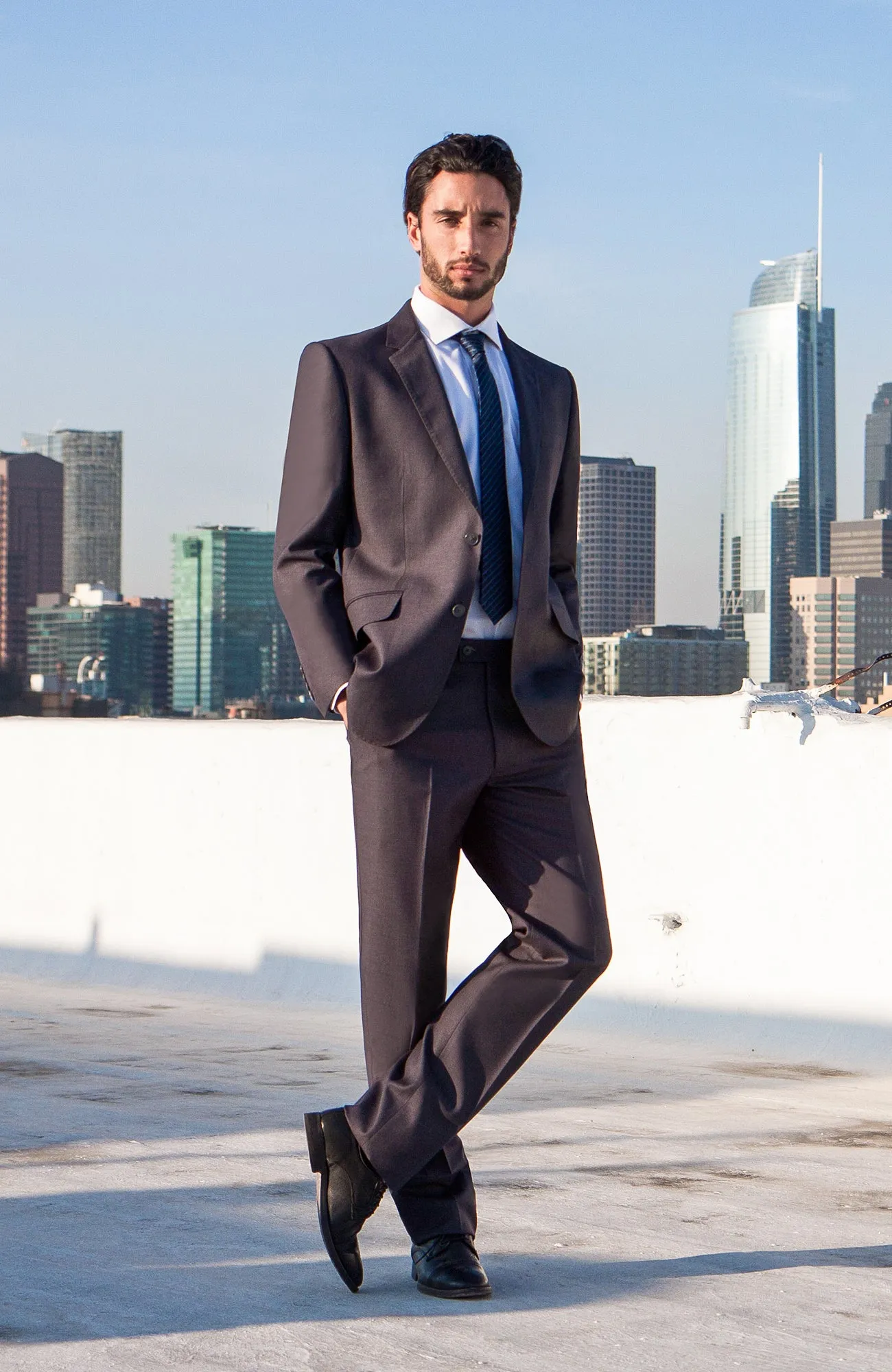 Black Wool Twill Modern Fit Suit