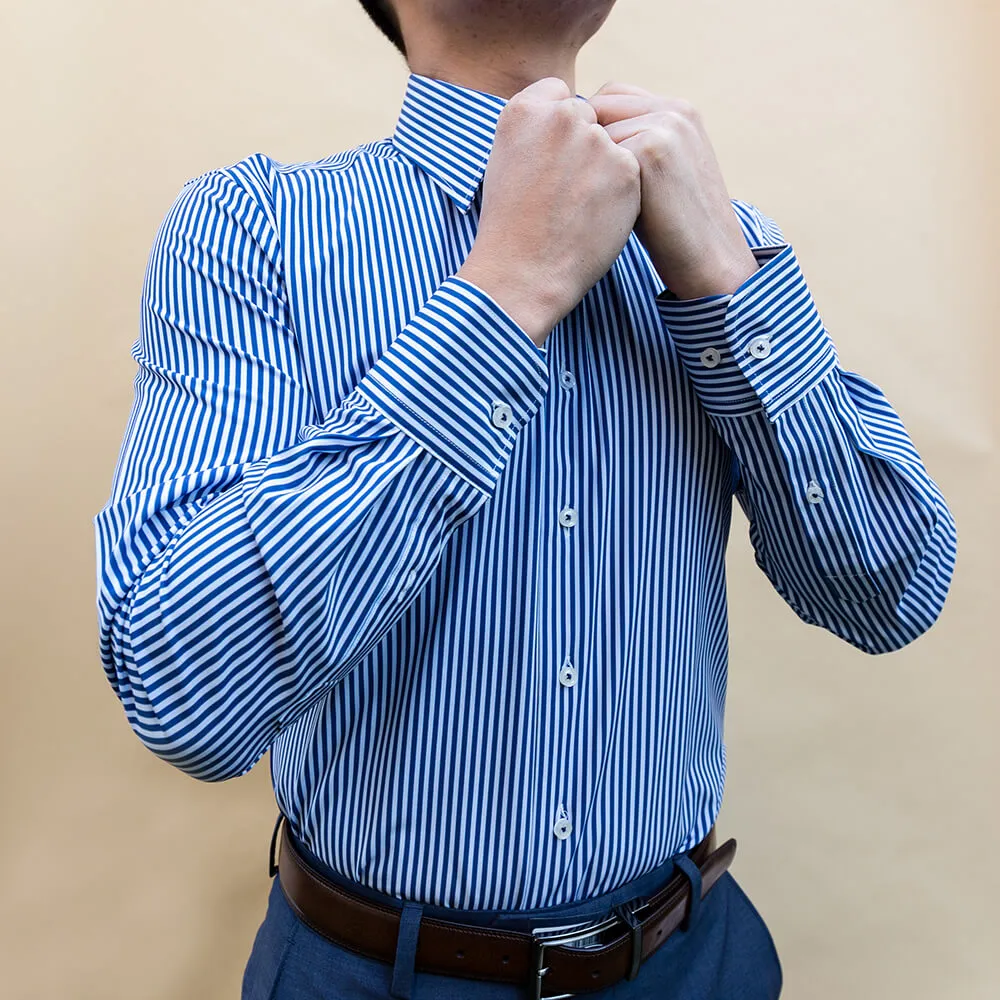 Blue & White Striped Non-Iron Dress Shirt | The Pearl River