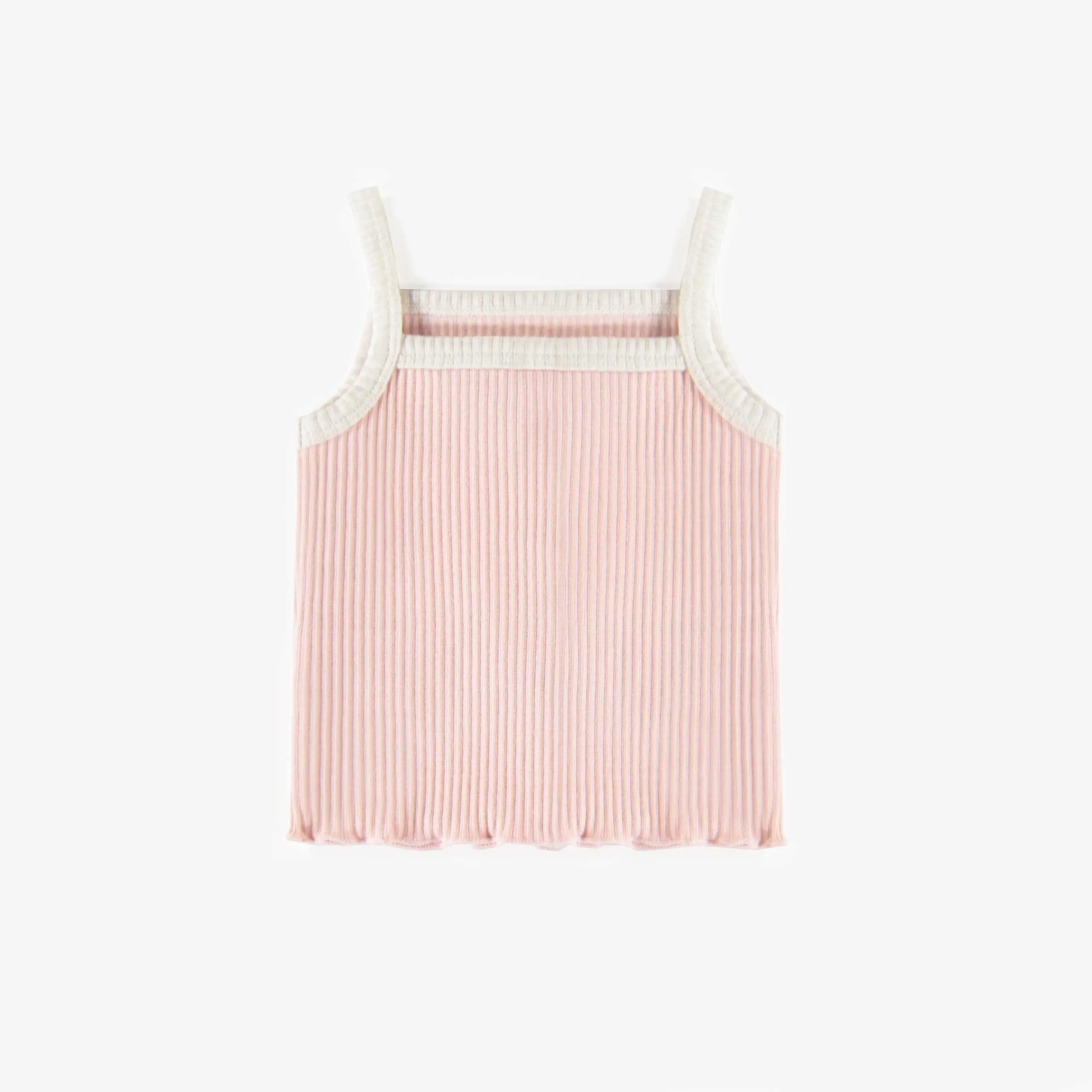 Camisole rose pâle en coton extensible côtelé, naissance || Light pink ribbed stretch cotton camisole, newborn