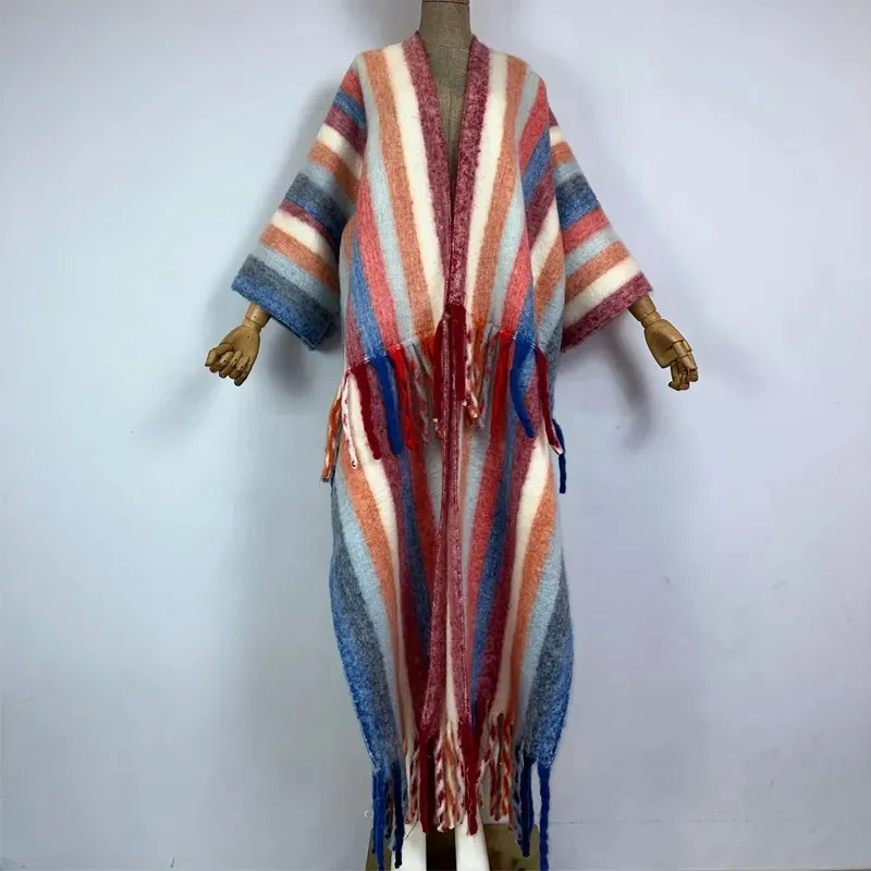 Cascade Striped Wool Kimono