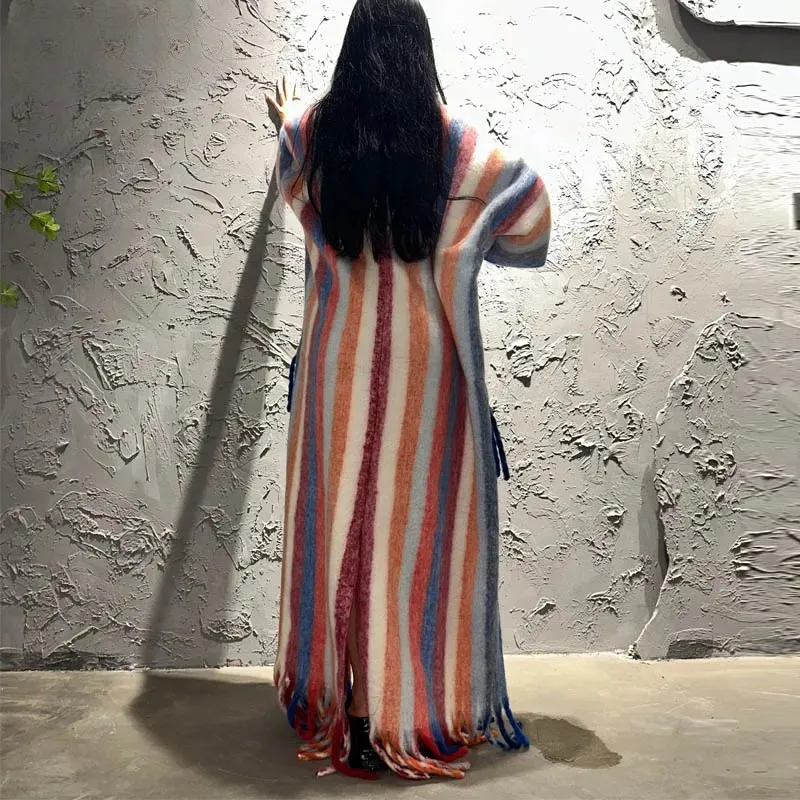 Cascade Striped Wool Kimono