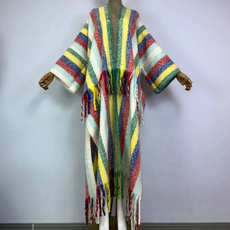 Cascade Striped Wool Kimono