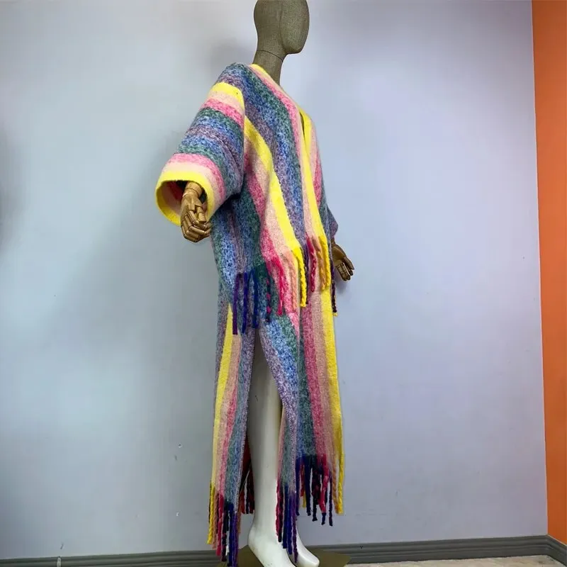 Cascade Striped Wool Kimono