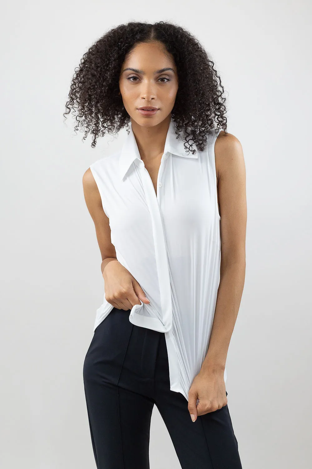 Classic Sleeveless Button Up