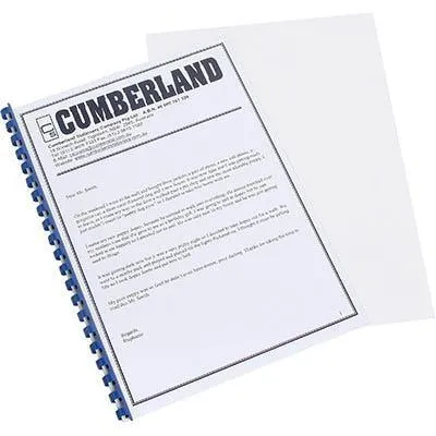 Cumberland Binding Cover A4 250 Micron Clear Pack 100