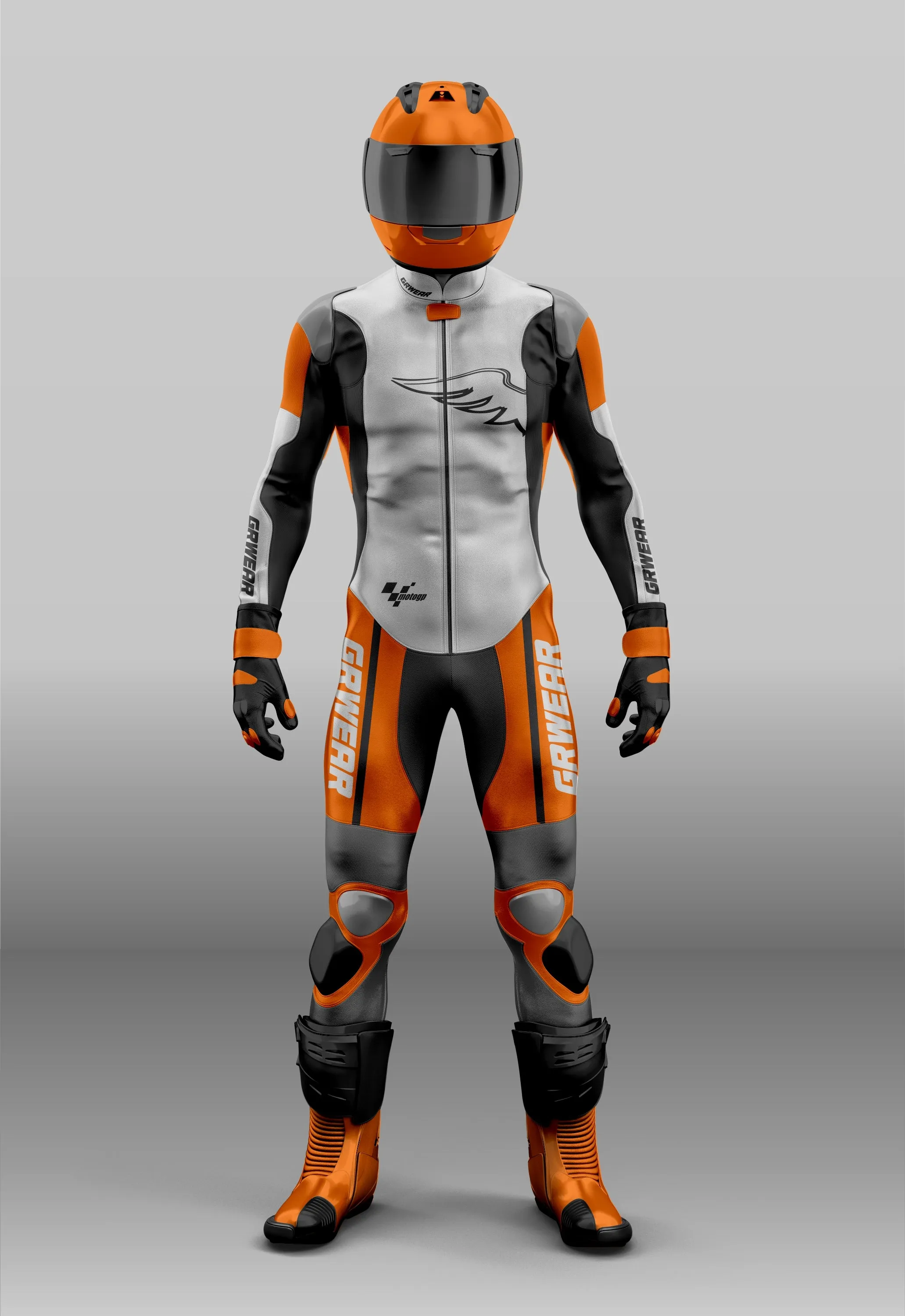 Custom grwear Motorcycle riding suit Black White Orange