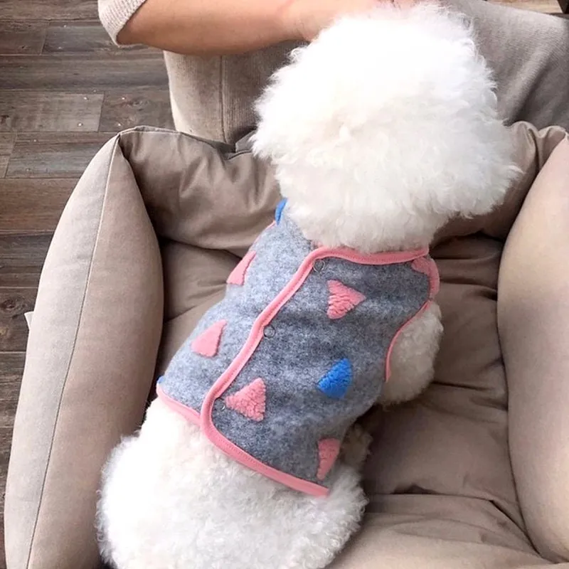 Embossed Fleece Graphic Pattern Button Through Vest Dog Clothes