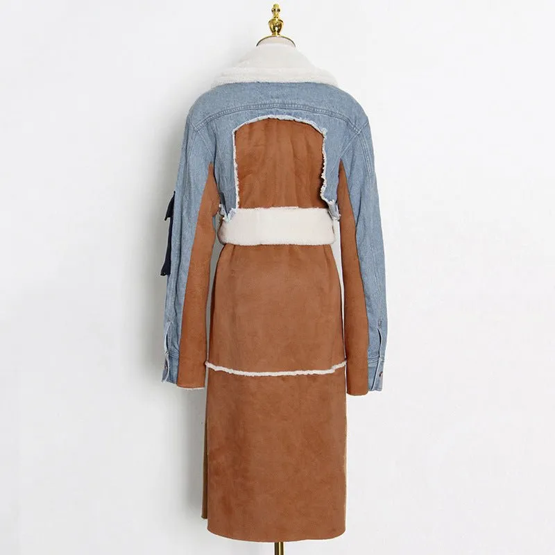 Fashion Denim Long Cotton Jacket Coat For Women