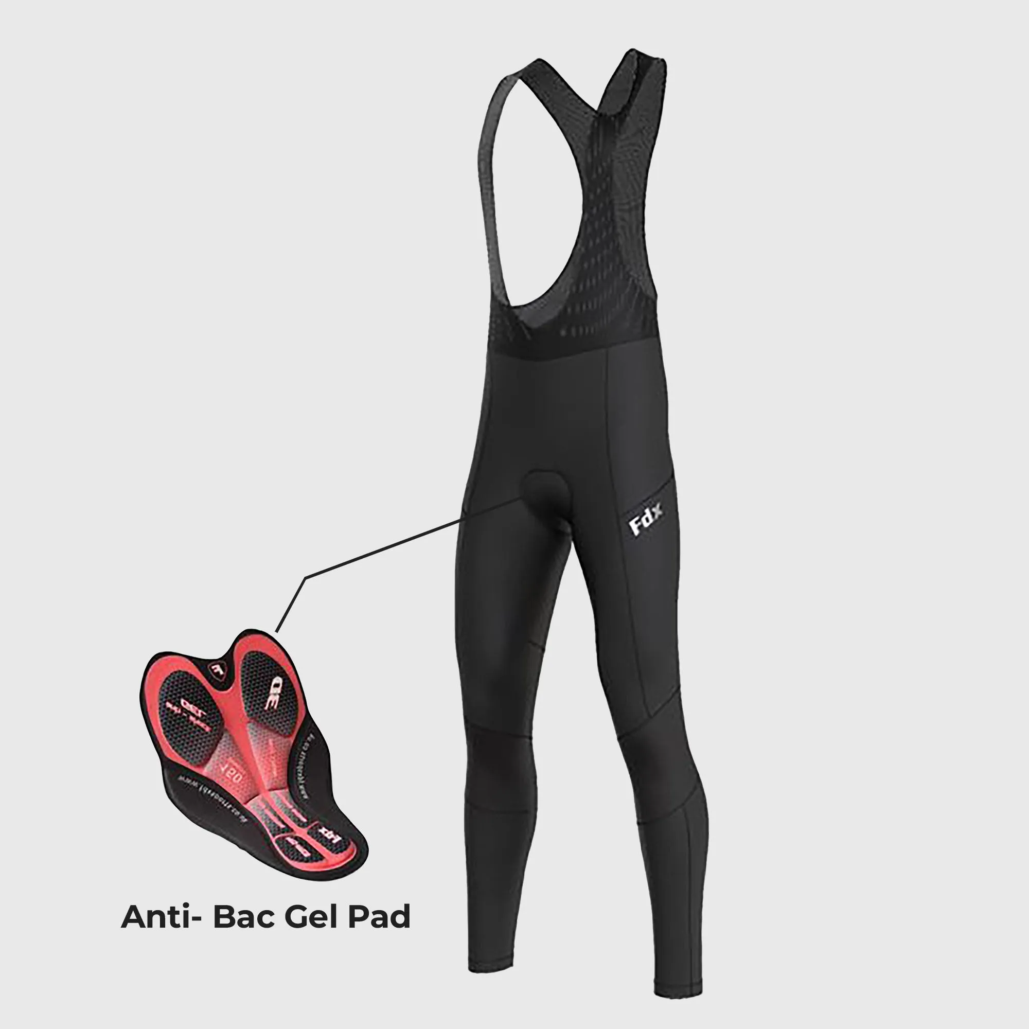 Fdx Duo Men's & Boy's Black Thermal Padded Cycling Bib Tights