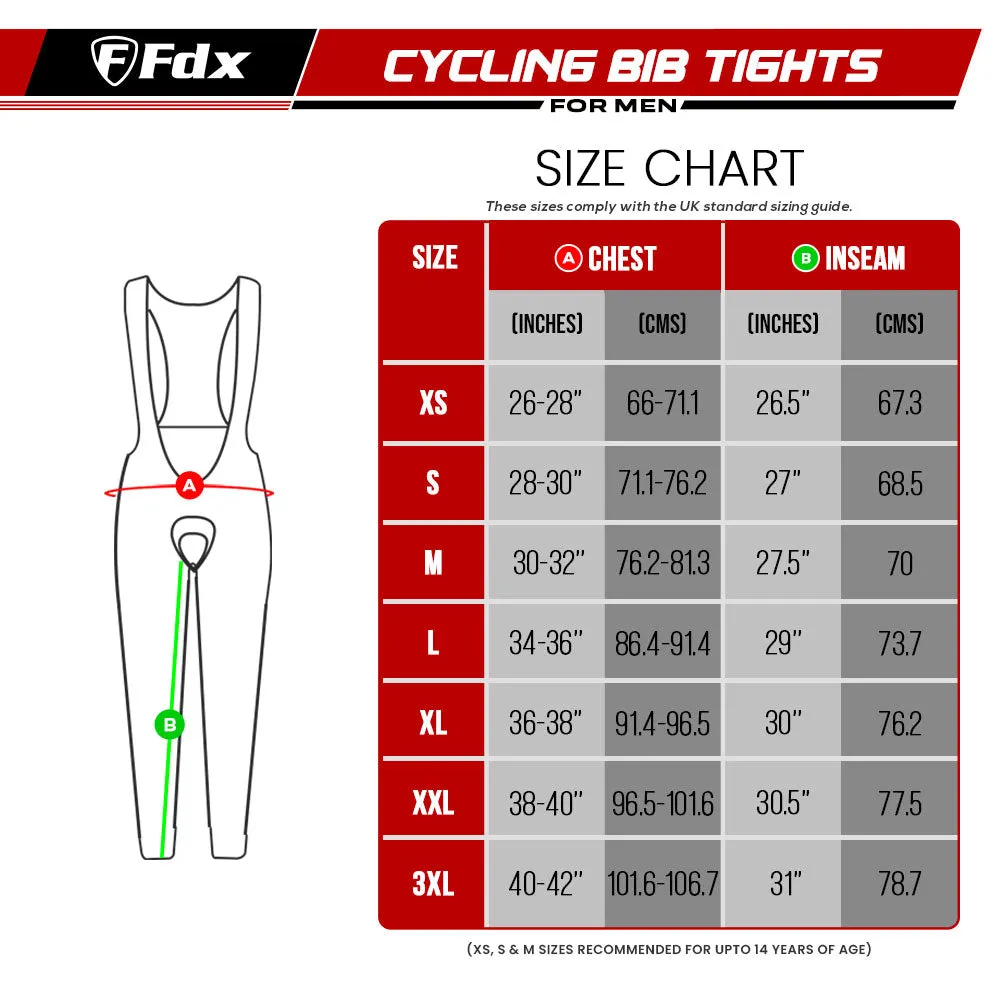 Fdx Duo Men's & Boy's Black Thermal Padded Cycling Bib Tights