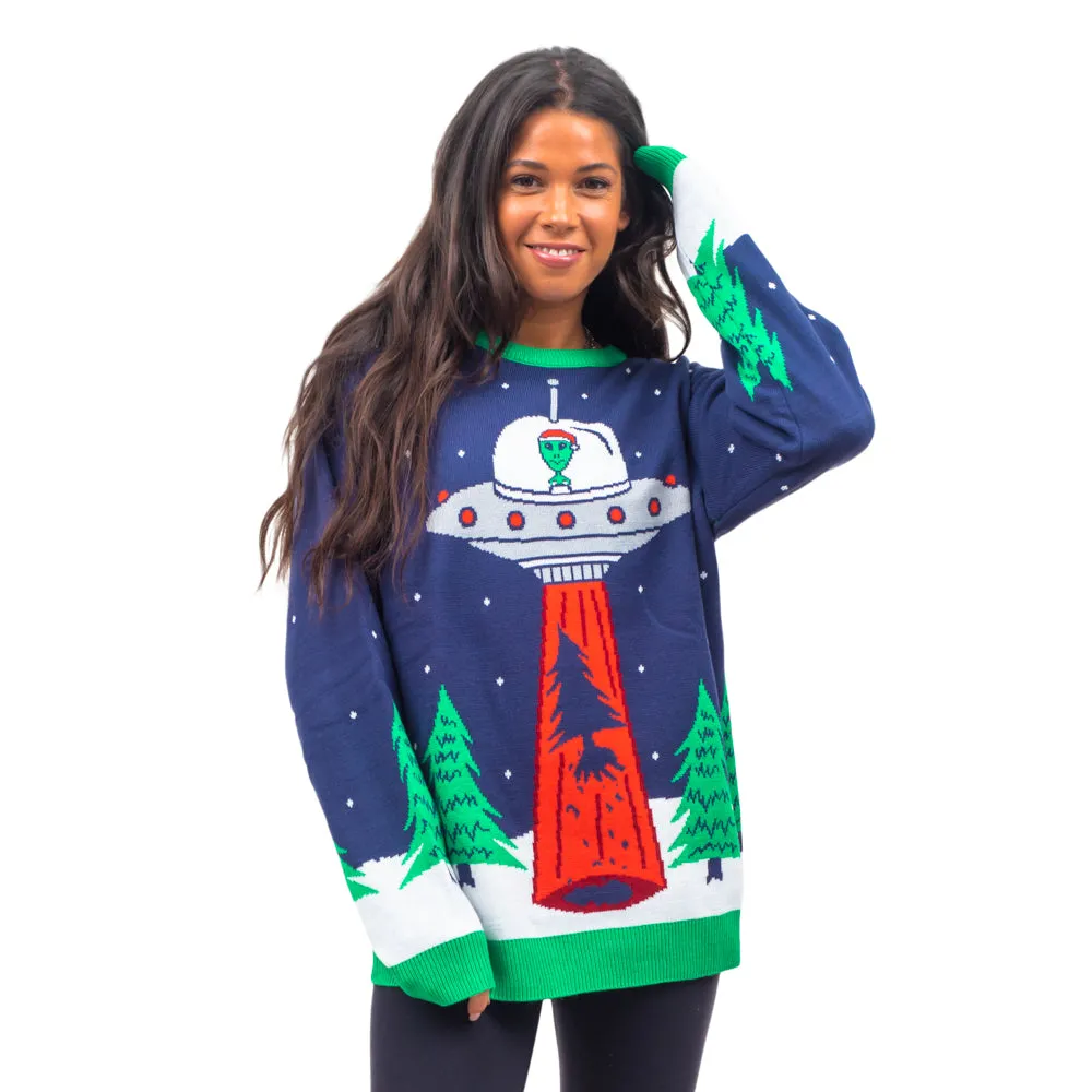 Flying Saucer Tree Abduction Sweater