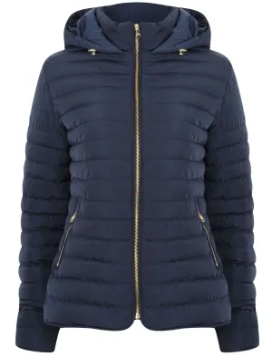 Ginger 2 Quilted Hooded Puffer Jacket in Peacoat - Tokyo Laundry