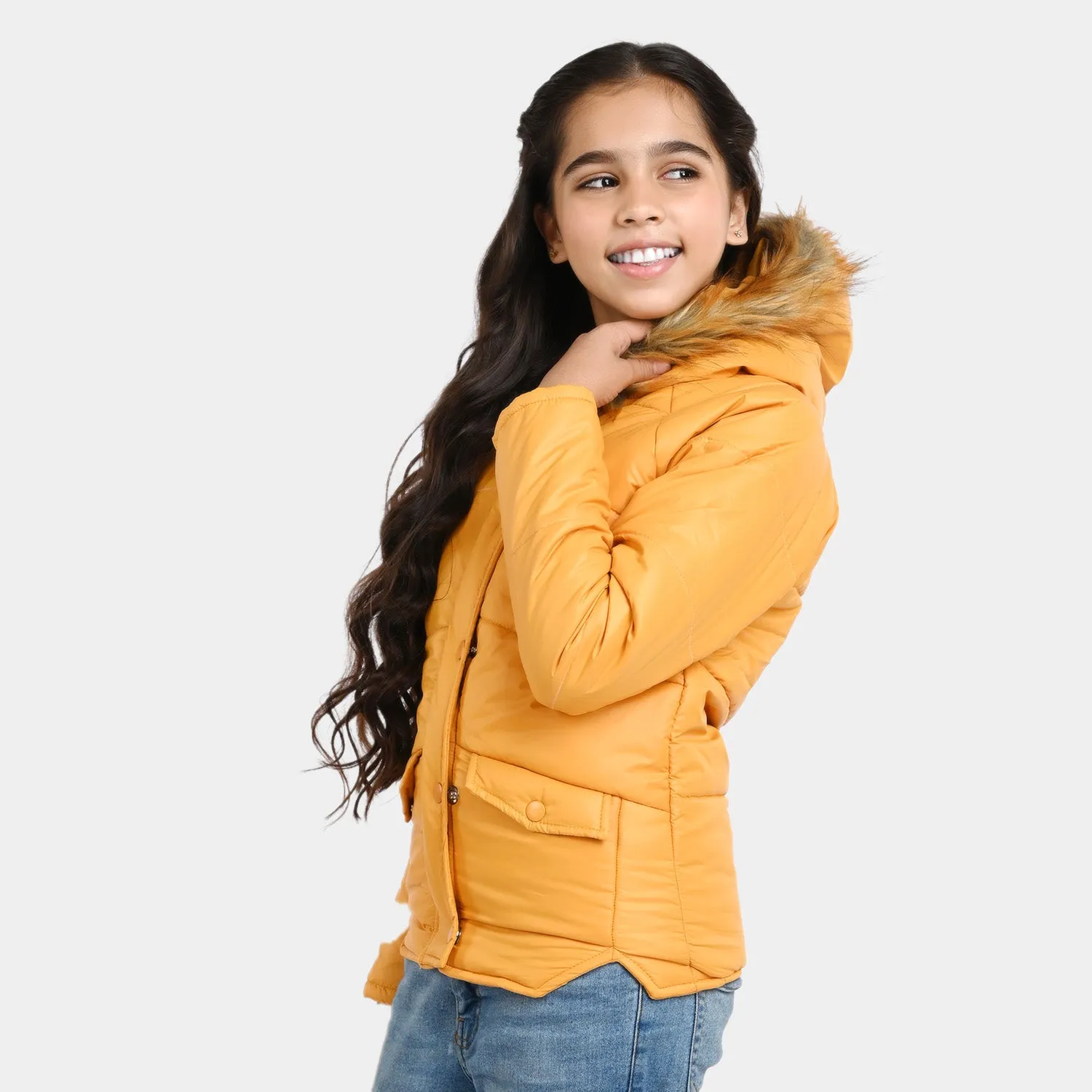 Girls Mix taffeta Quilted Jacket Golden Rod - Citrus