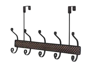 Home Basics Over the Door 5 Hook Hanging Coat Rack, Rust Resistant, Bronze, 18x11x5 Inches