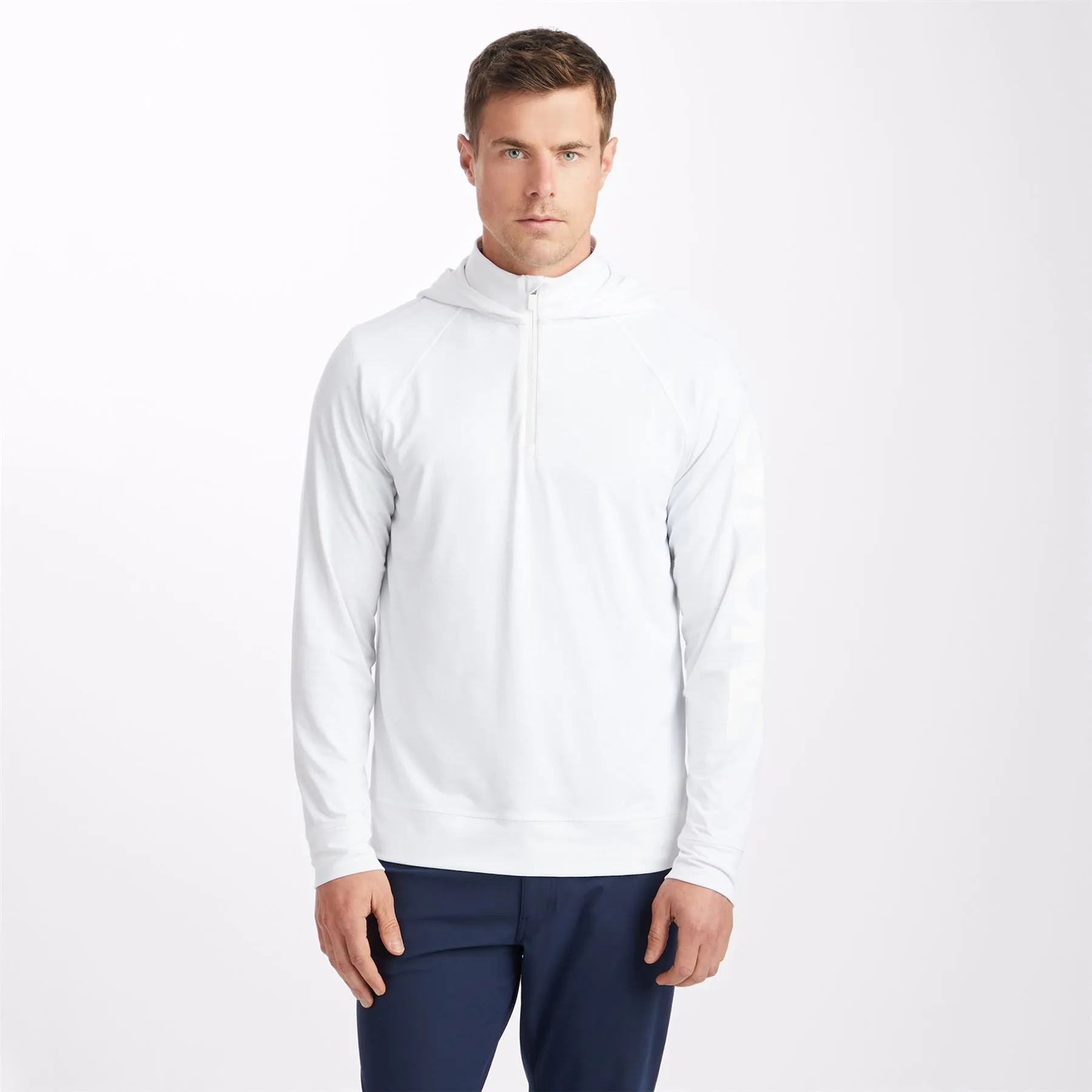 Hooded Luxe Quarter Zip Mid Layer Snow - AW23