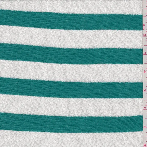 Juniper/White Stripe Sweater Knit Fabric