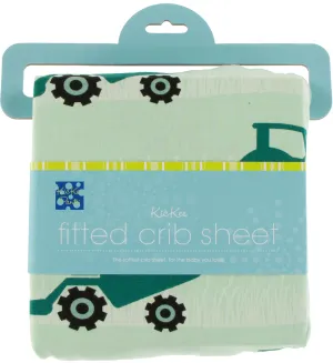 KicKee Pants Pistachio Tractors and Wheat Fitted Crib Sheet