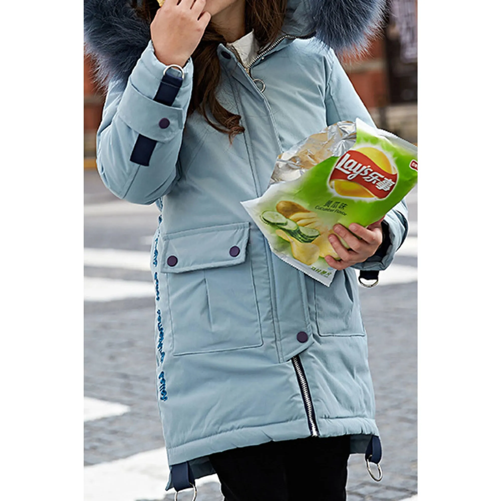 Kids Girls Beautiful Letter Embroidered Padded Jacket - KGJC42227