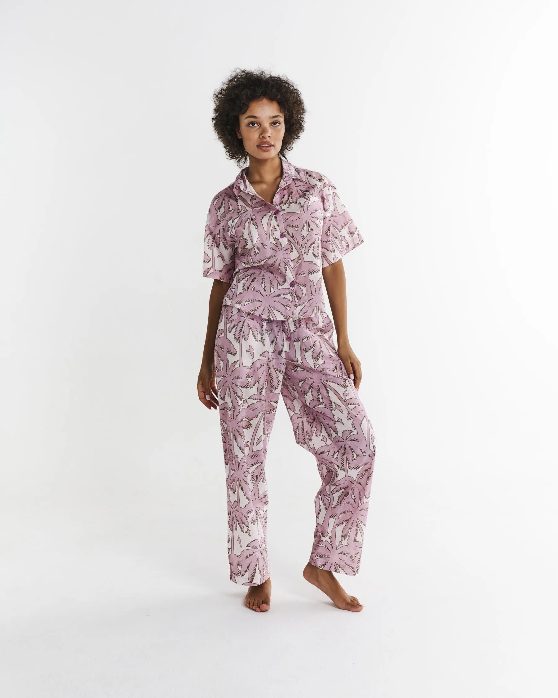 Kip & Co Short Sleeve Shirt & Pant Pyjama Set - Balmy Palmy