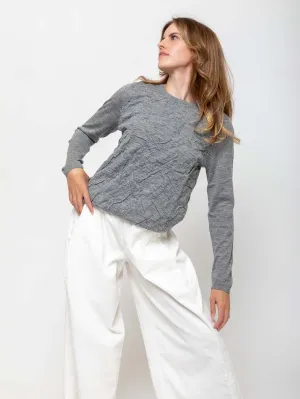 Long Sleeve Round Neck Sweater - Heather Melange