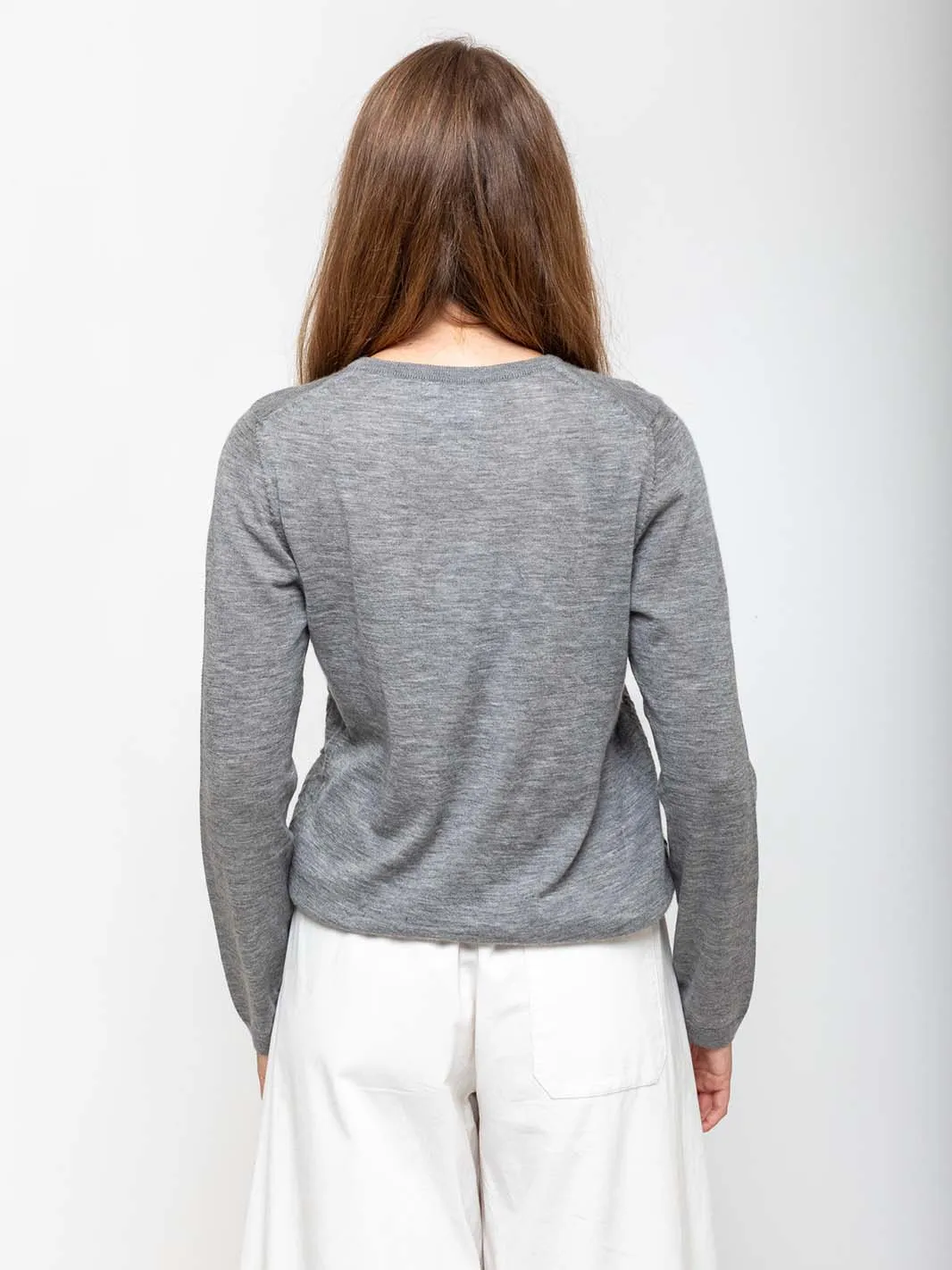 Long Sleeve Round Neck Sweater - Heather Melange