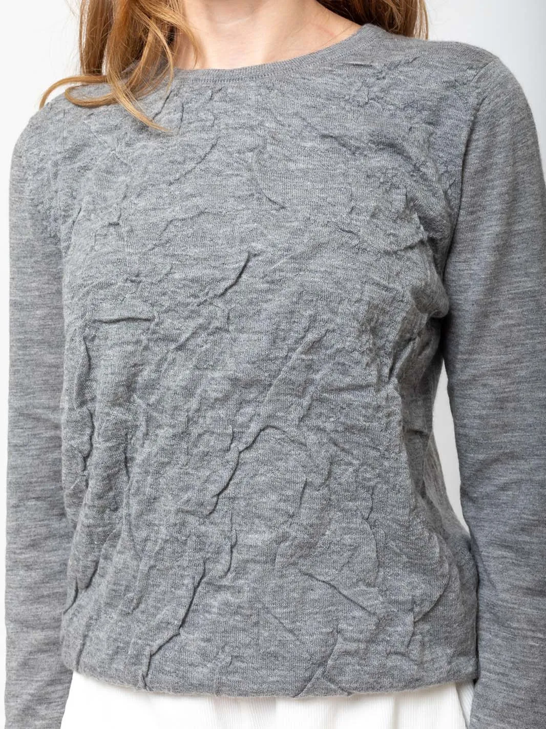 Long Sleeve Round Neck Sweater - Heather Melange