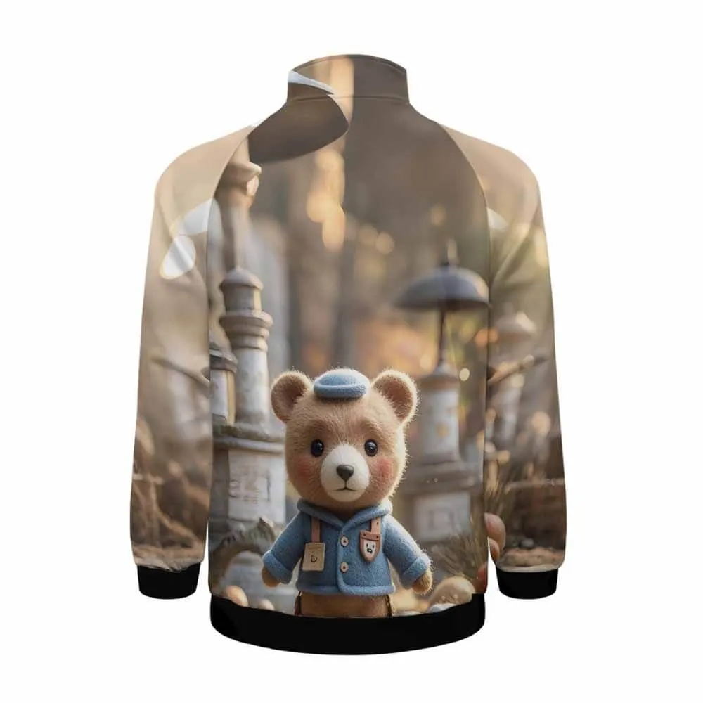 Lovely Felt Bear Stand Collar Zip-Up Jacket