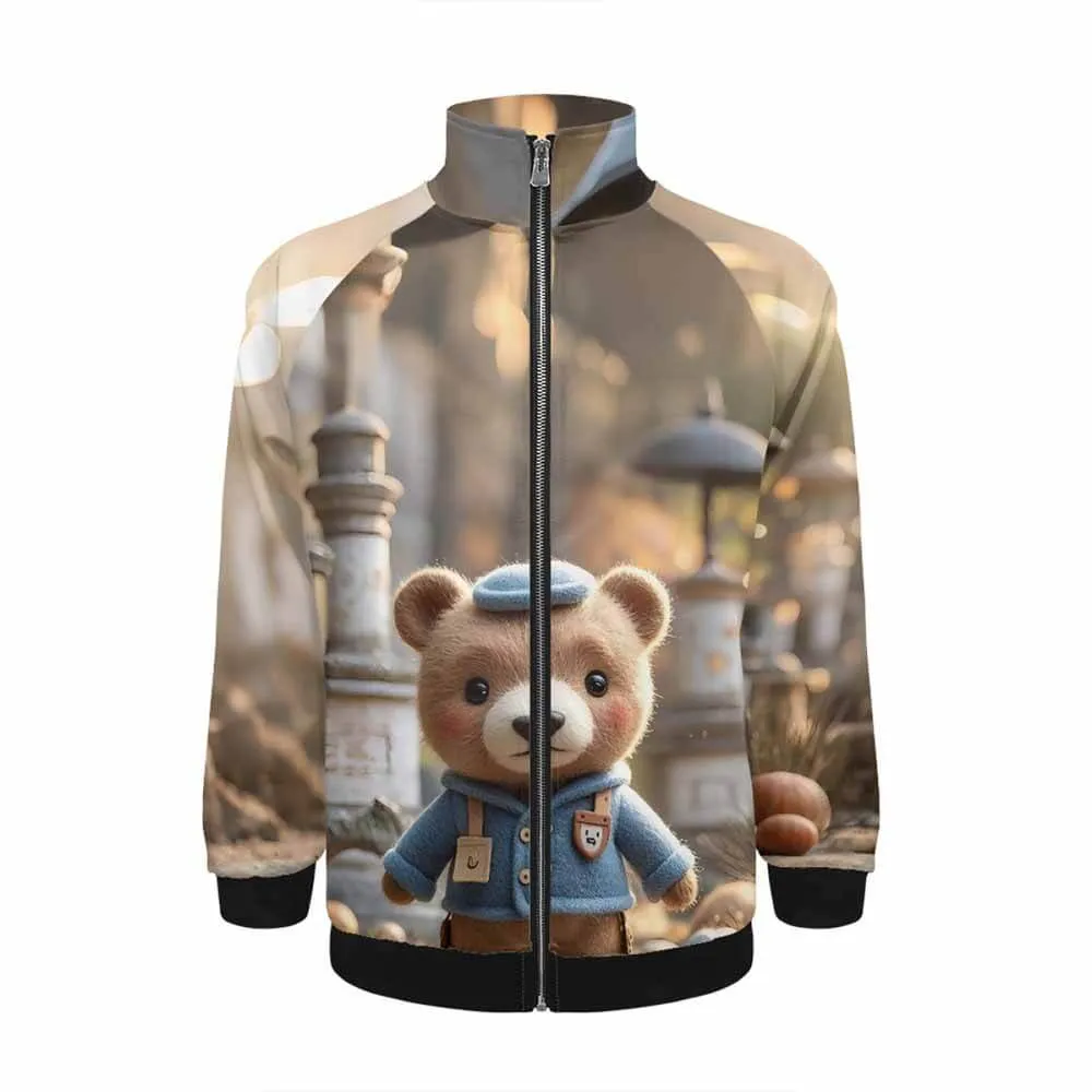 Lovely Felt Bear Stand Collar Zip-Up Jacket