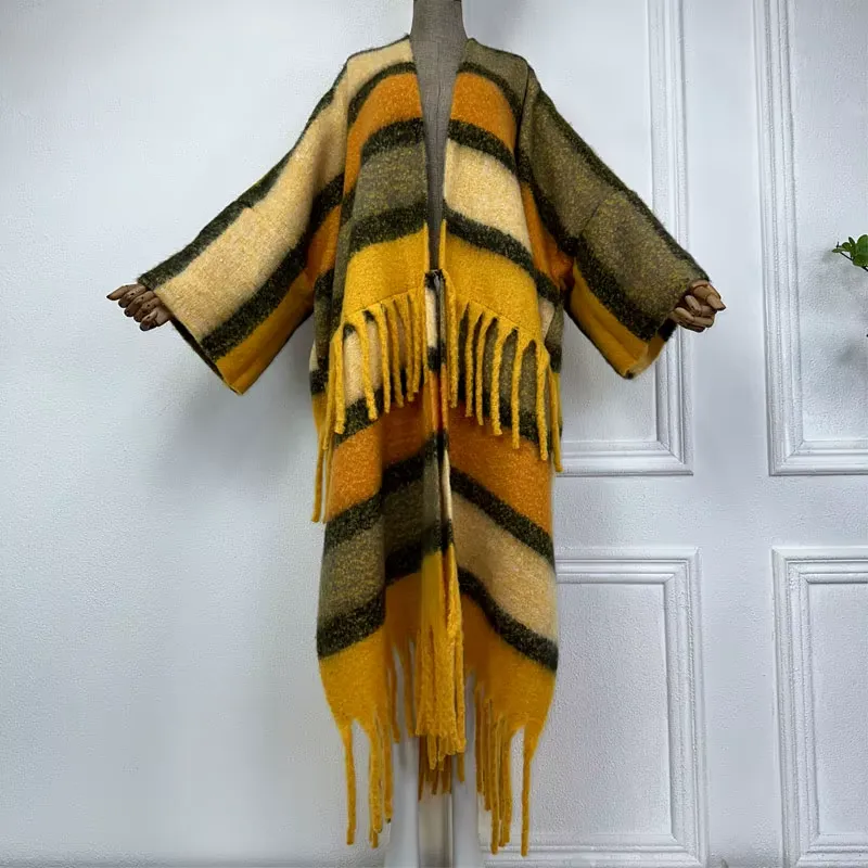 Luxe Stripe Wool Kimono