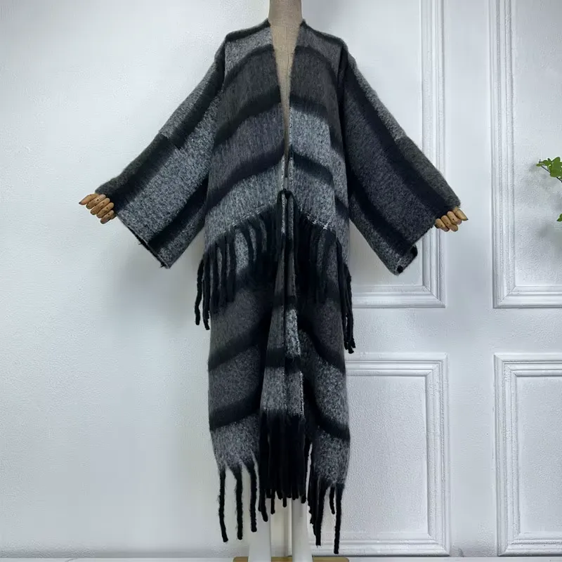 Luxe Stripe Wool Kimono