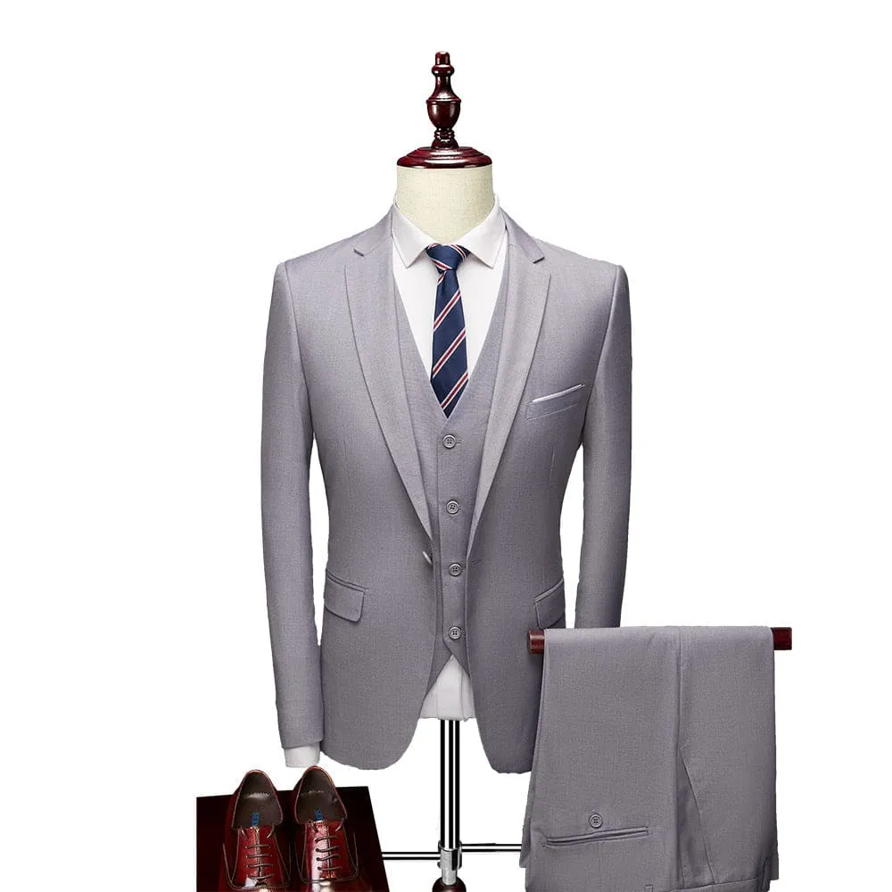 Men 3-Piece Blazer & Vest & Slant Pocket Tailored Pants Set