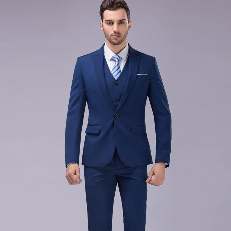 Men 3-Piece Blazer & Vest & Slant Pocket Tailored Pants Set