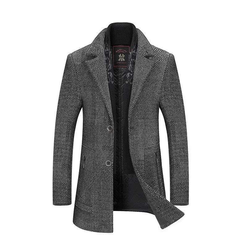 Men's Chenille Woolen Coat With Scarf And Lapel