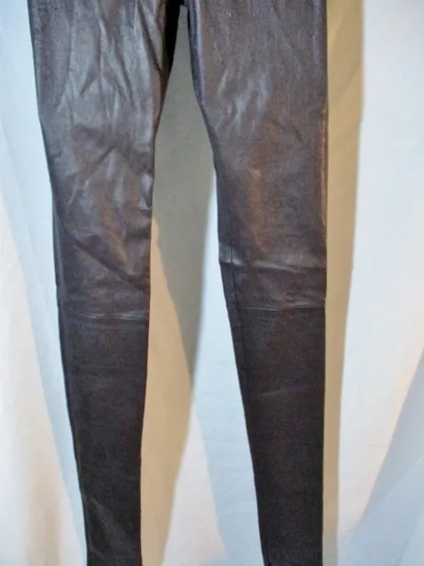 NEW NWT ANN DEMEULEMEESTER LEATHER Trouser PANT 36 4 AUBERGINE BROWN