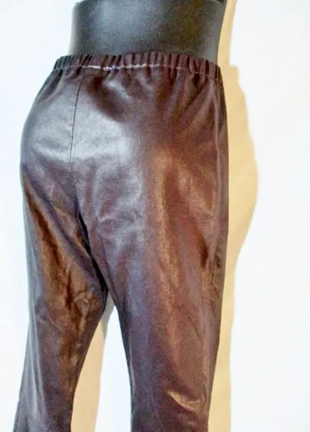 NEW NWT ANN DEMEULEMEESTER LEATHER Trouser PANT 36 4 AUBERGINE BROWN