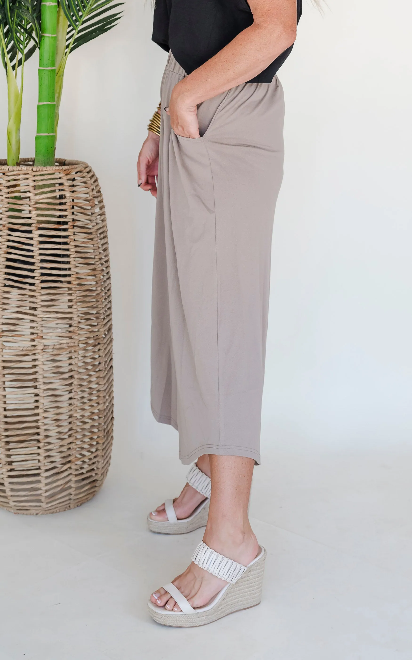 Olive Soft Wide Leg Crop Pants -  Final Sale