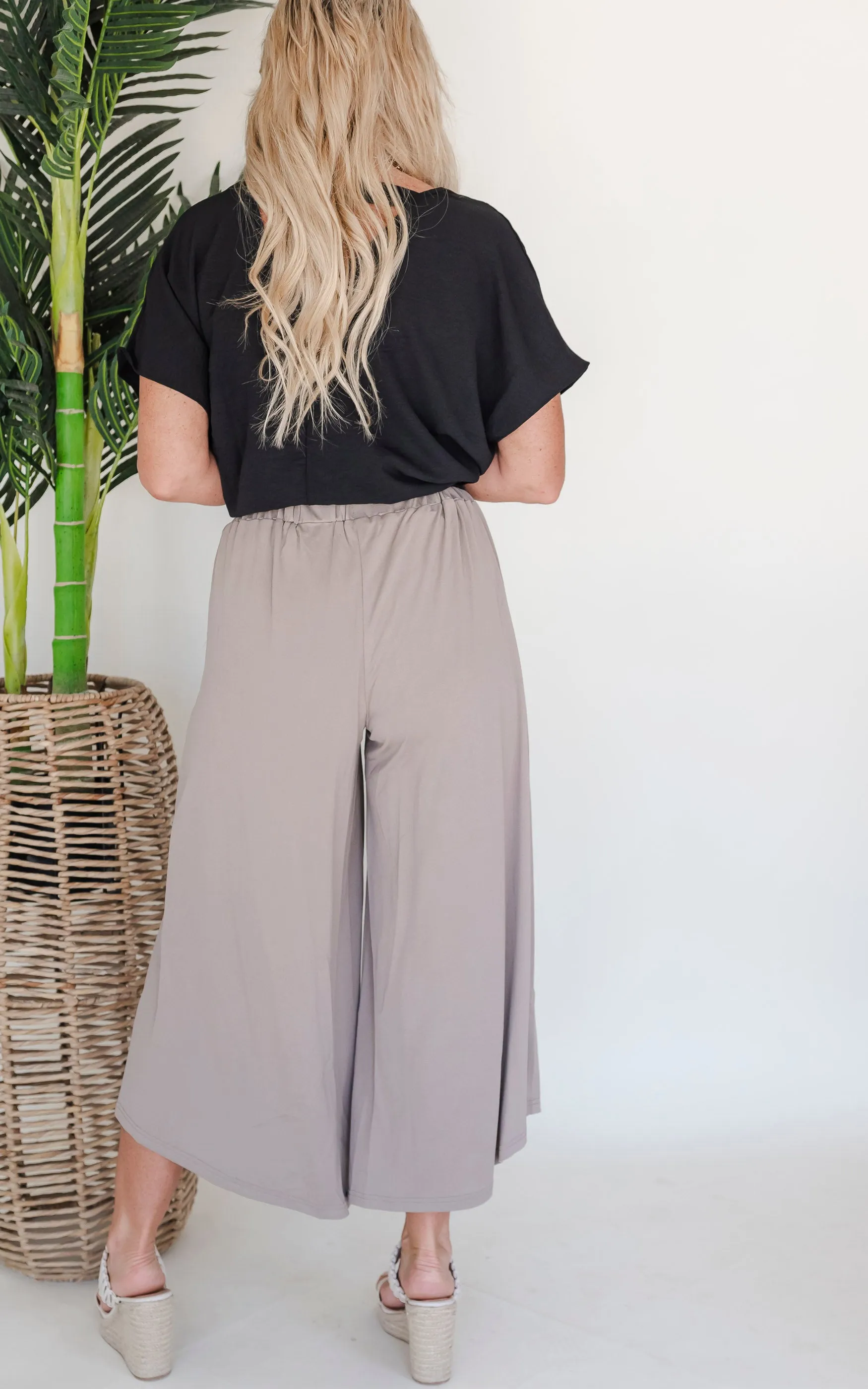 Olive Soft Wide Leg Crop Pants -  Final Sale