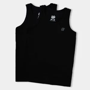 Pack OF 2 Boys Cotton Jersey Vest-BLACK