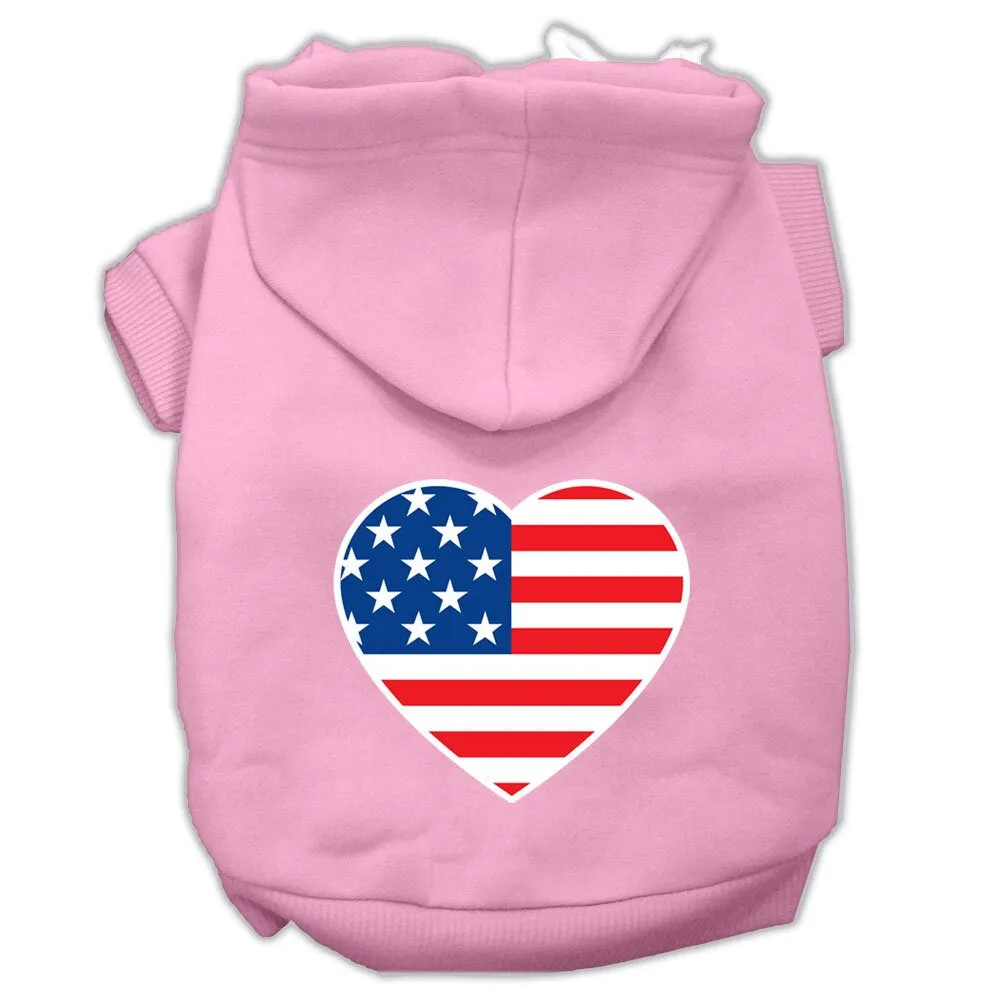 Pet Dog & Cat Hoodie Screen Printed, "American Flag Heart"