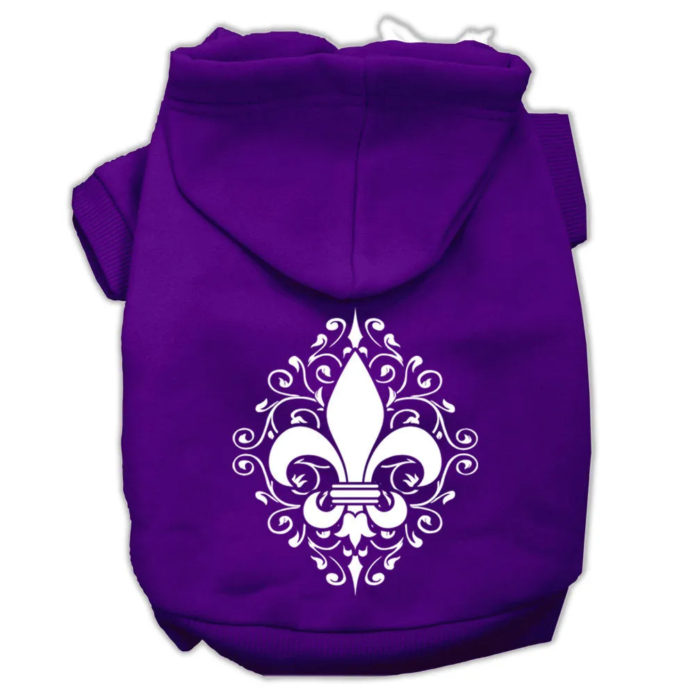 Pet Dog & Cat Hoodie Screen Printed, "Henna Fleur De Lis"