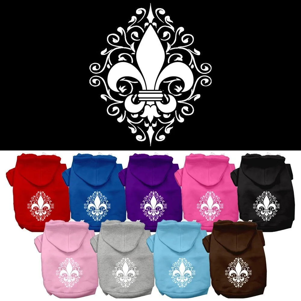 Pet Dog & Cat Hoodie Screen Printed, "Henna Fleur De Lis"