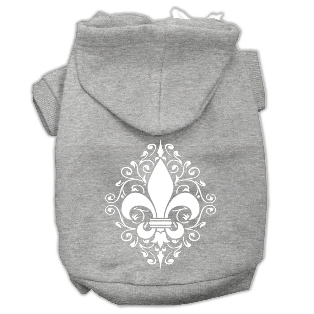 Pet Dog & Cat Hoodie Screen Printed, "Henna Fleur De Lis"