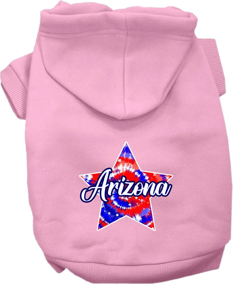 Pet Dog & Cat Screen Printed Hoodie for Medium to Large Pets (Sizes 2XL-6XL), "Arizona Patriotic Tie Dye"