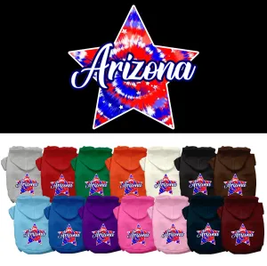 Pet Dog & Cat Screen Printed Hoodie for Medium to Large Pets (Sizes 2XL-6XL), "Arizona Patriotic Tie Dye"