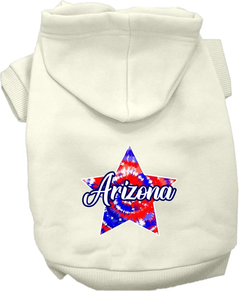 Pet Dog & Cat Screen Printed Hoodie for Medium to Large Pets (Sizes 2XL-6XL), "Arizona Patriotic Tie Dye"